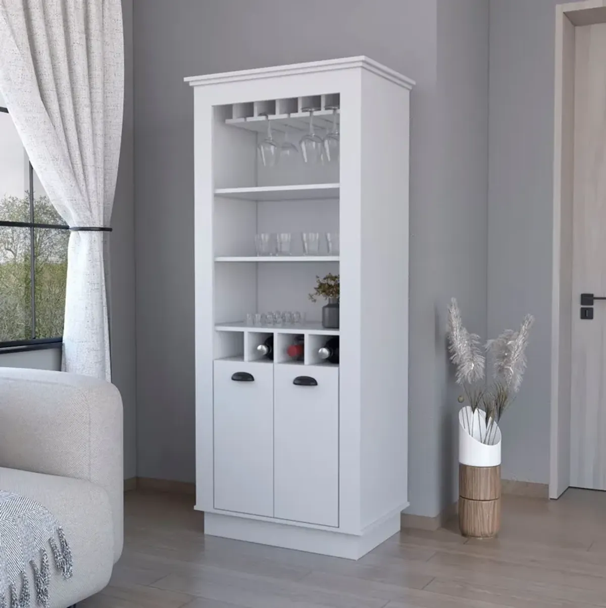 Bar Cabinet With Wine Storage - White