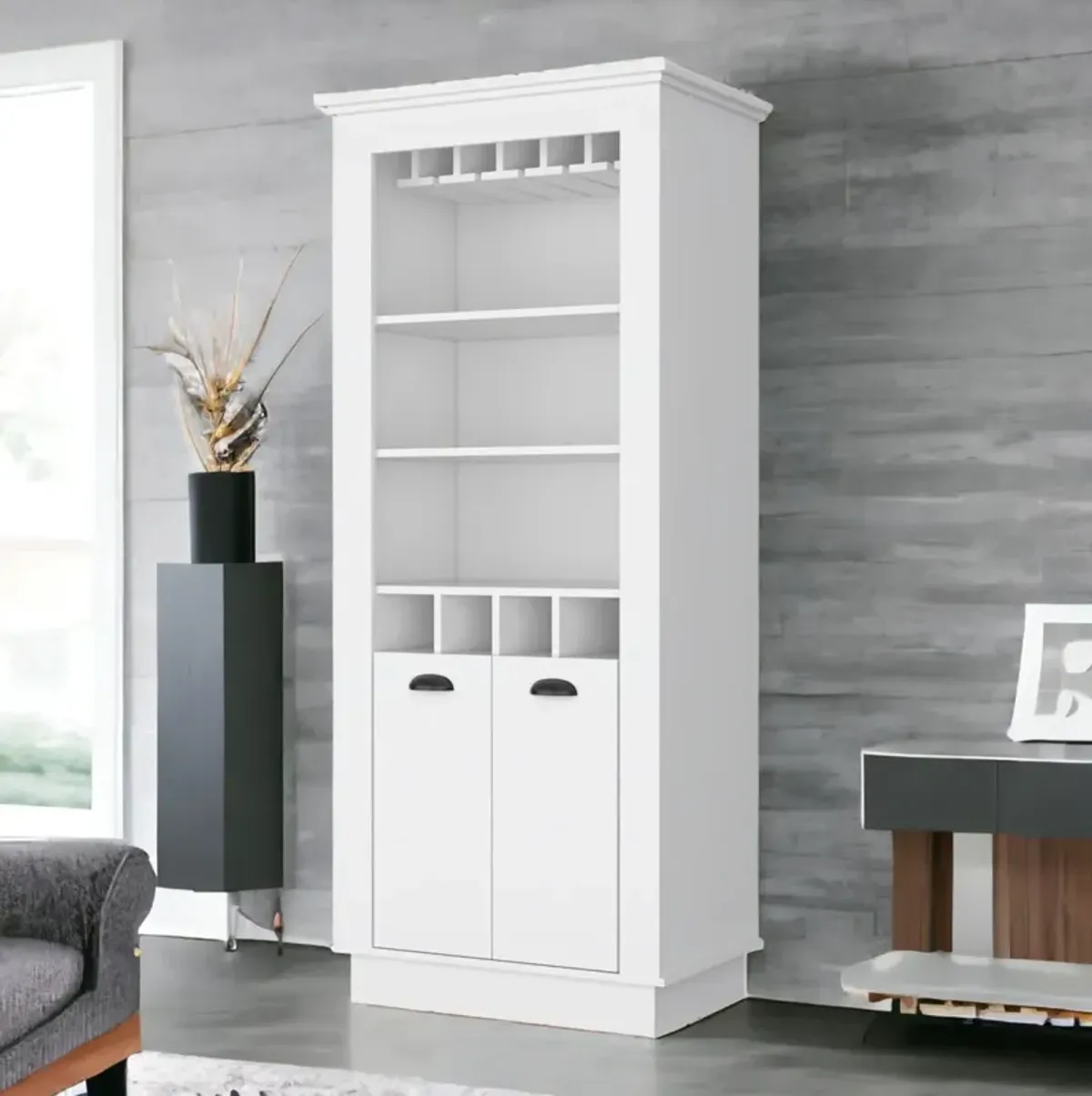 Bar Cabinet With Wine Storage - White