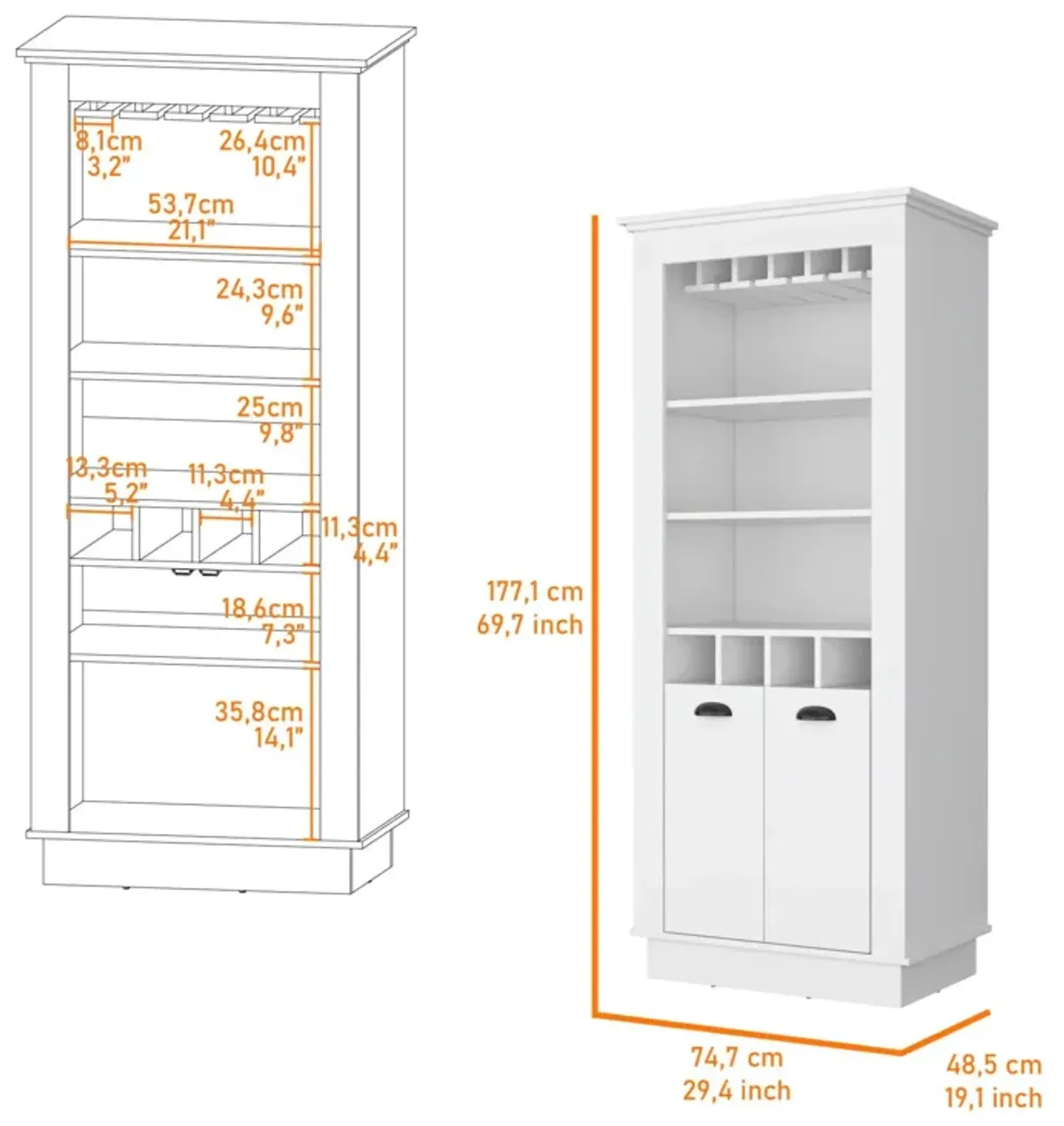 Bar Cabinet With Wine Storage - White