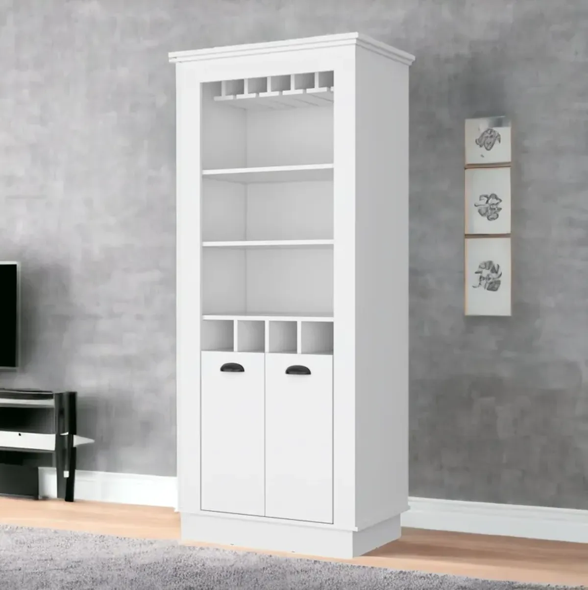 Bar Cabinet With Wine Storage - White