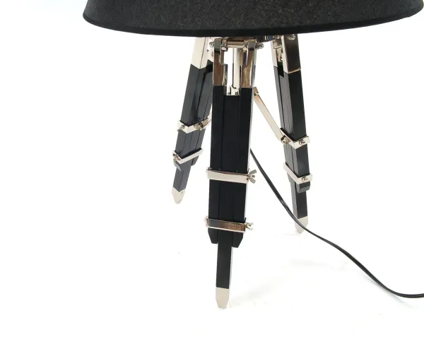 Metal Tripod Table Lamp With Black Shade - Black