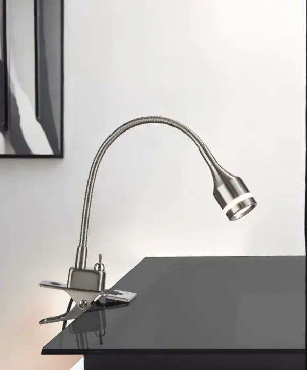 Metal Adjustable Clip On LED Table Lamp - Black