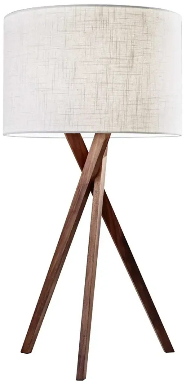 Tripod Leg Table Lamp - Walnut Wood