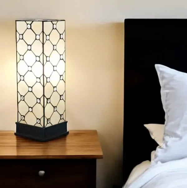 Tiffany Style Jeweled Base Table Lamp - Dark Brown