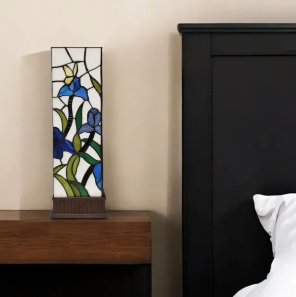 Tiffany Style Floral Base Table Lamp - Dark Brown