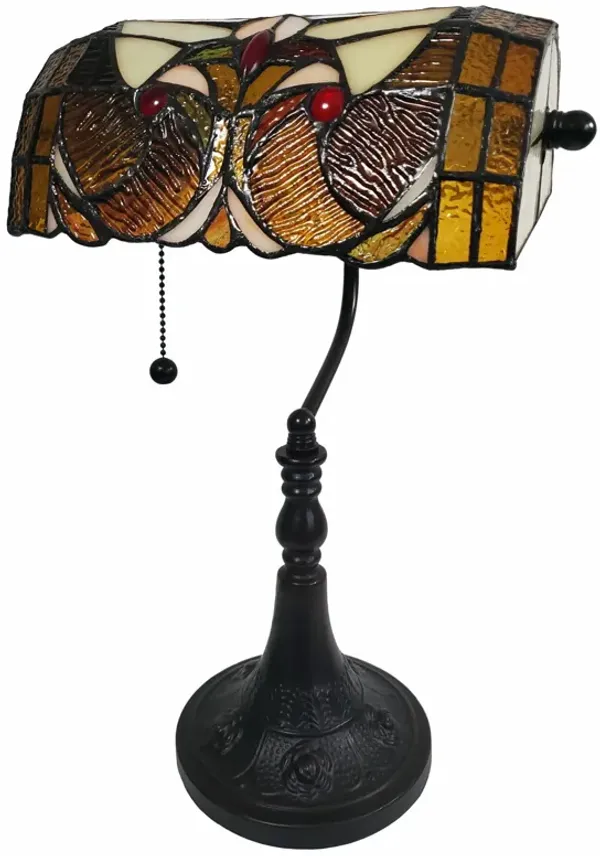 Candlestick Table Lamp With Beige Dome Shade - Dark Brown