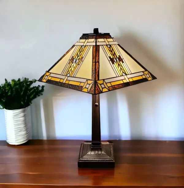 11" x 21" x 22" Metal Two Light Candlestick Table Lamp With Beige Shade - Dark Brown