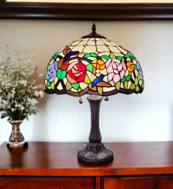 Metal Two Light Candlestick Table Lamp With Brown And Ivory Shade - Dark Brown