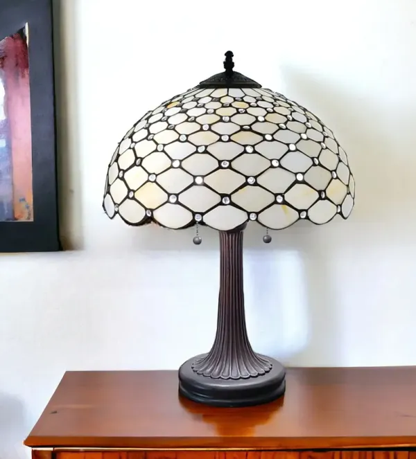 23" Metal Two Light Candlestick Table Lamp With Shade - Dark Brown / White