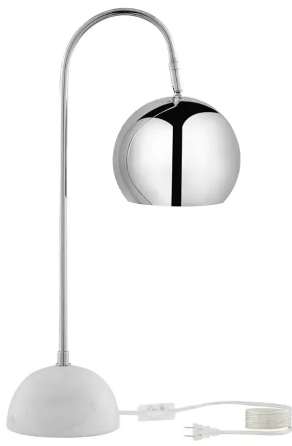 24" Iron Desk Table Lamp With Silver Metallic Dome Shade - Silver Metallic