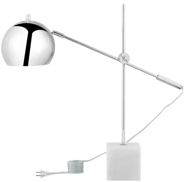 Iron Desk Table Lamp With Silver Metallic Dome Shade - Silver Metallic