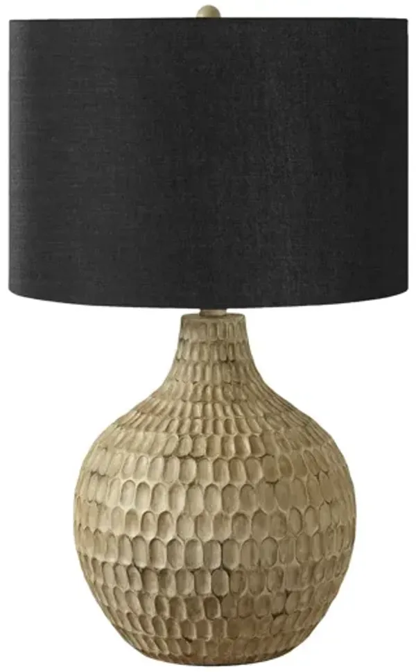 Geometric Table Lamp With Black Drum Shade - Brown
