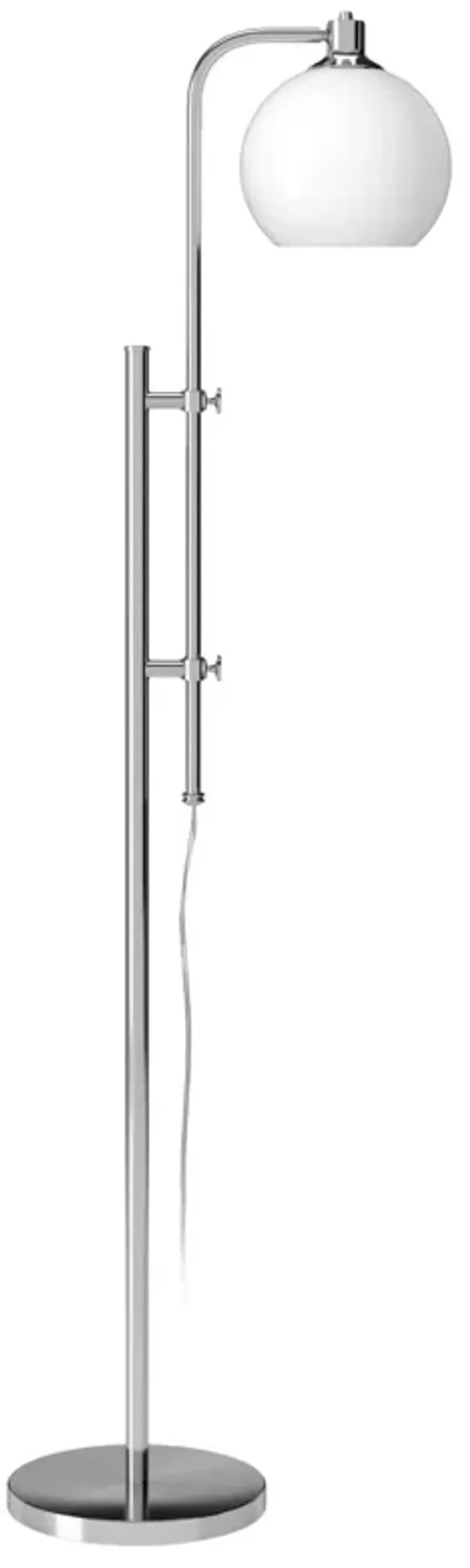 Adjustable Reading Floor Lamp With White Frosted Glass Globe Shade - Nickel