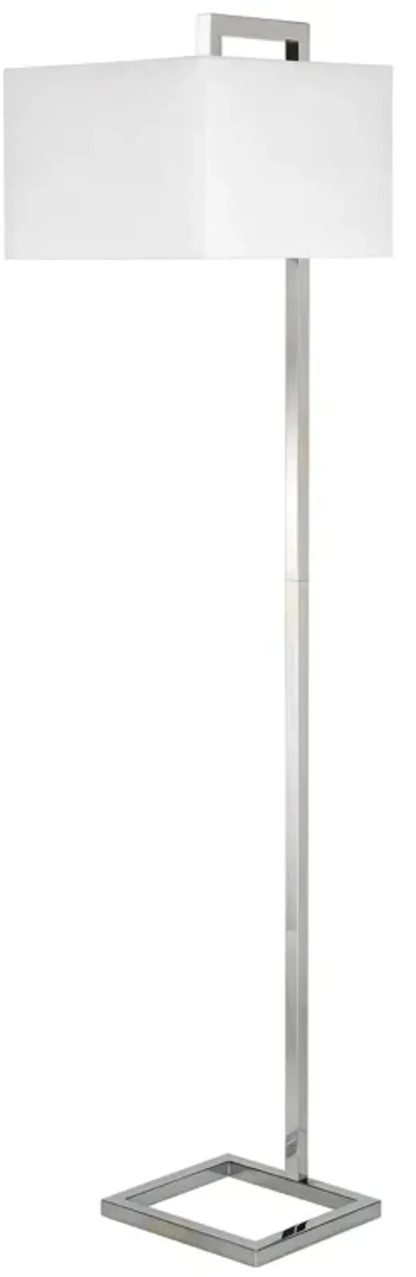 Floor Lamp With White Frosted Glass Rectangular Shade - Nickel