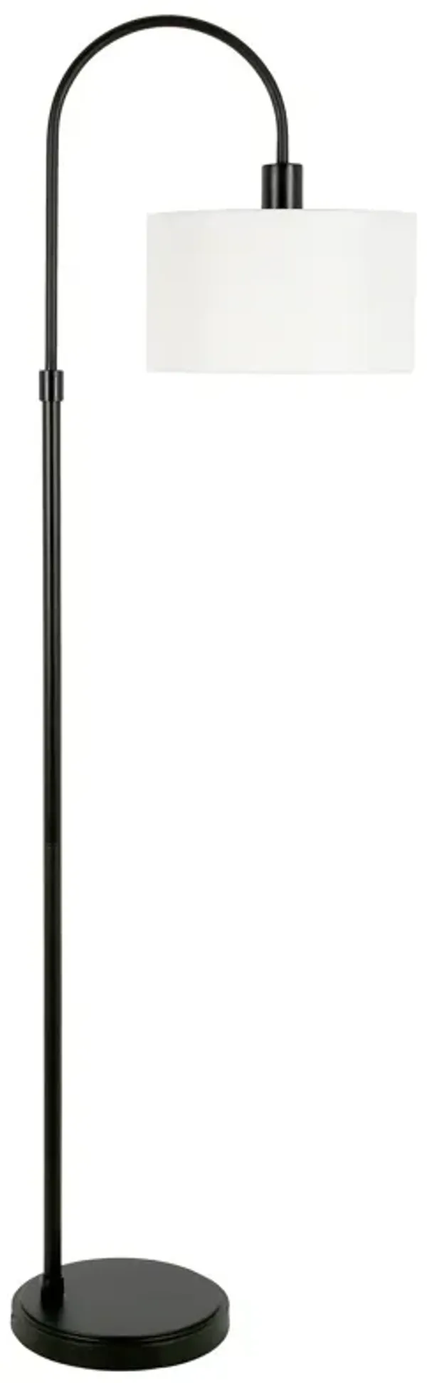 70" Arched Floor Lamp With White Frosted Glass Drum Shade - Black