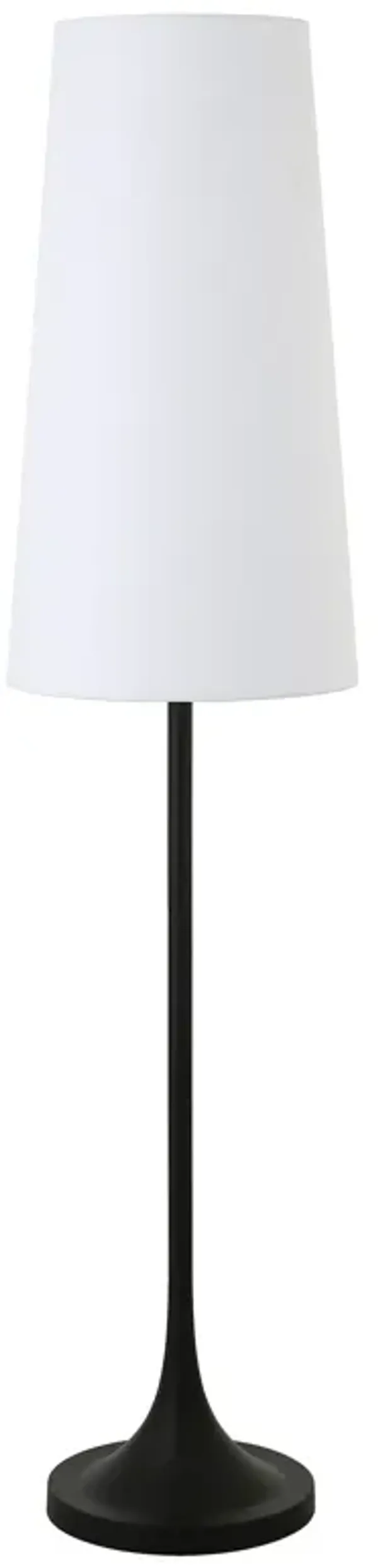 Novelty Floor Lamp With White Frosted Glass Drum Shade - Black