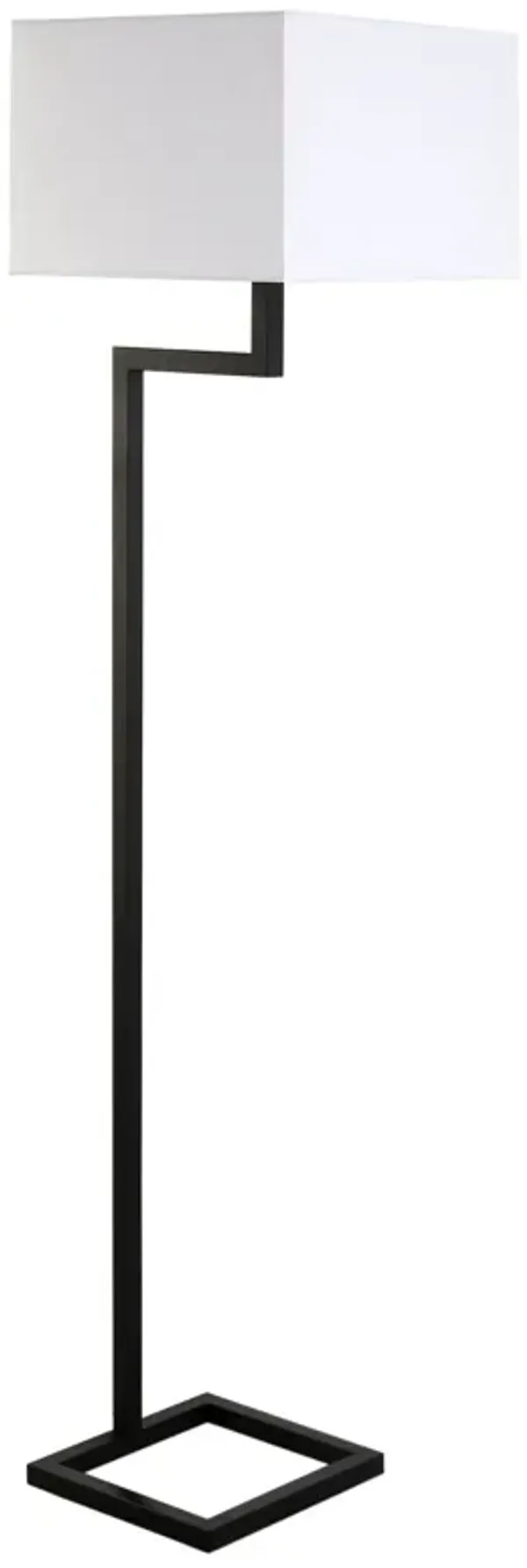 64" Floor Lamp With White Frosted Glass Rectangular Shade - Black