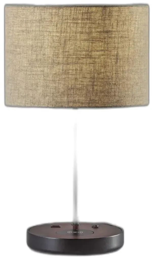 Metal Wood Wireless Charging Table Lamp - Matte Black