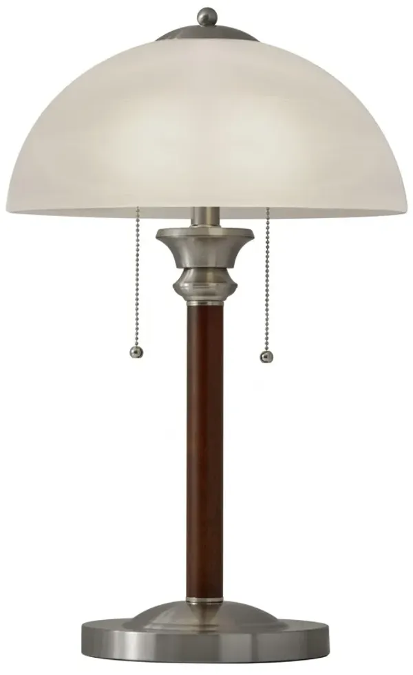 23" Metal Standard Table Lamp With White Shade - Silver