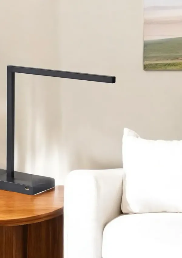 Slender Bar Metal LED Charging Desk Light - Black