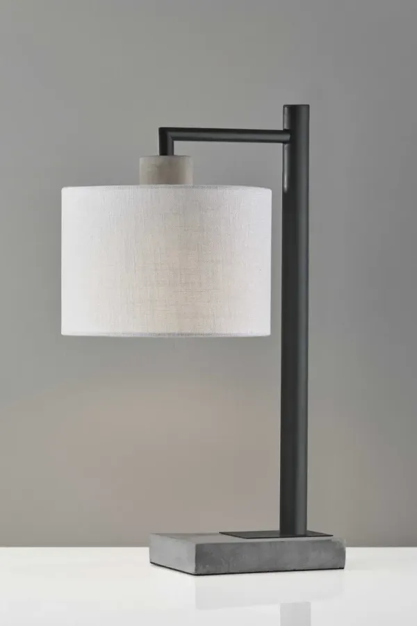 Metal Novelty Table Lamp With White Empire Shade - Gray