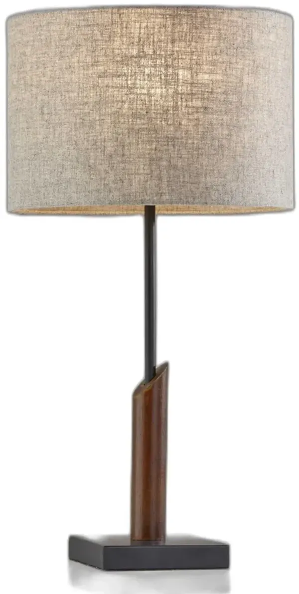 Sculptural Wood Metal Table Lamp - Black