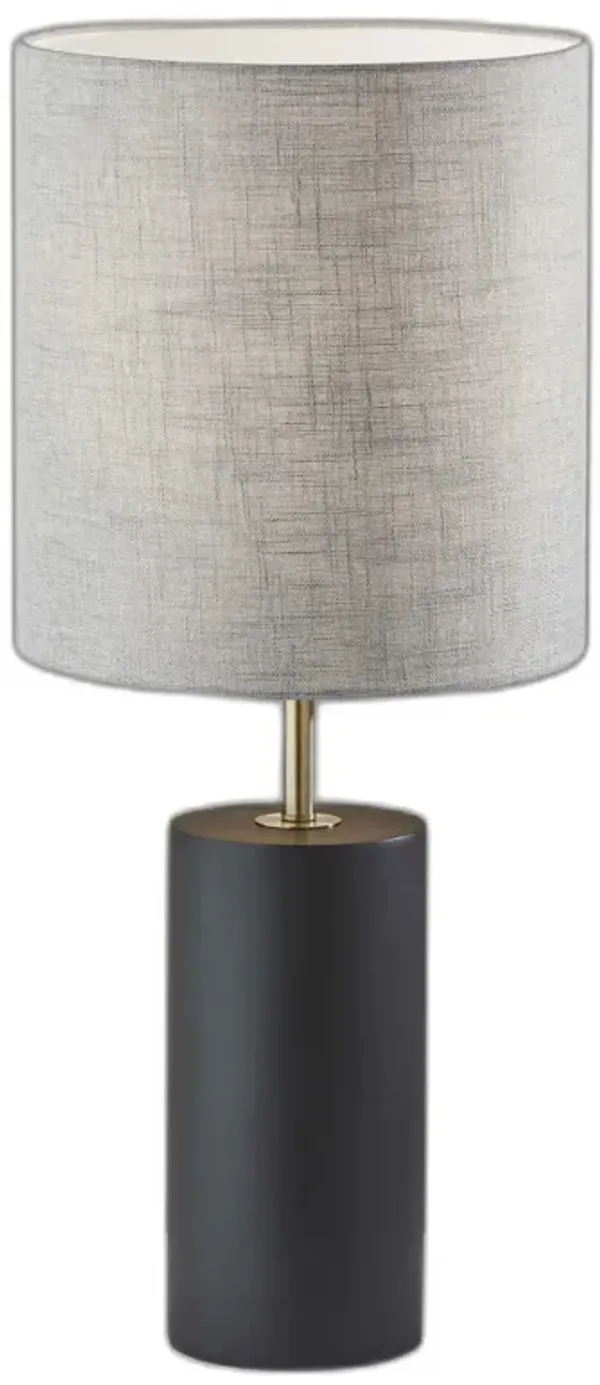 Wood Circular Block Table Lamp - Black