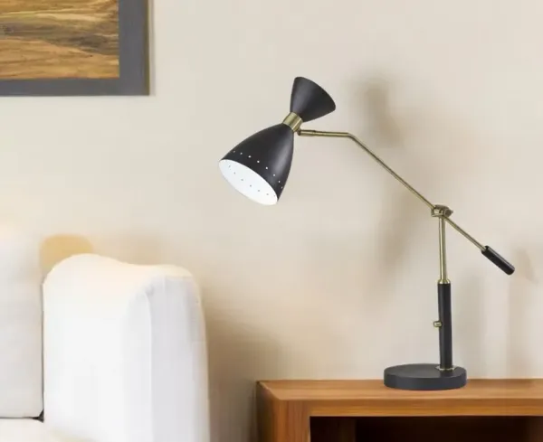 Metal Adjustable Desk Lamp - Brass Cinch Black