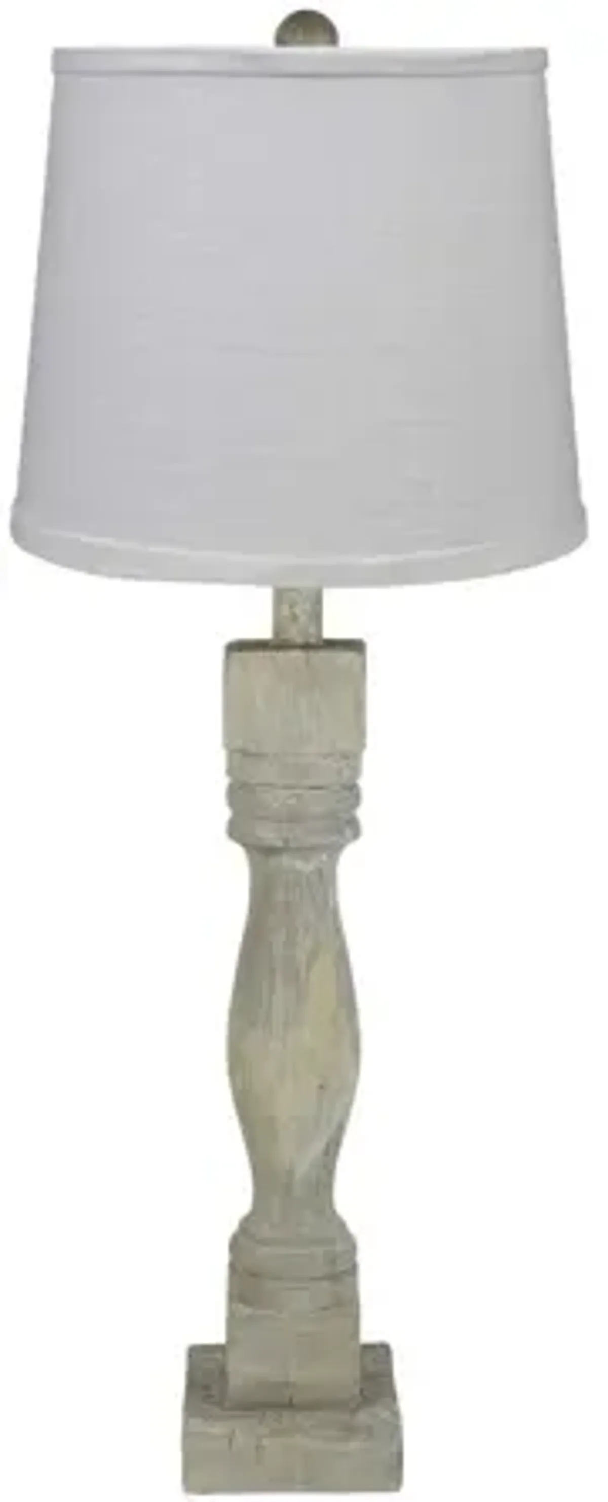 Table Lamp With Crisp White Shade - Distressed Washed Wood