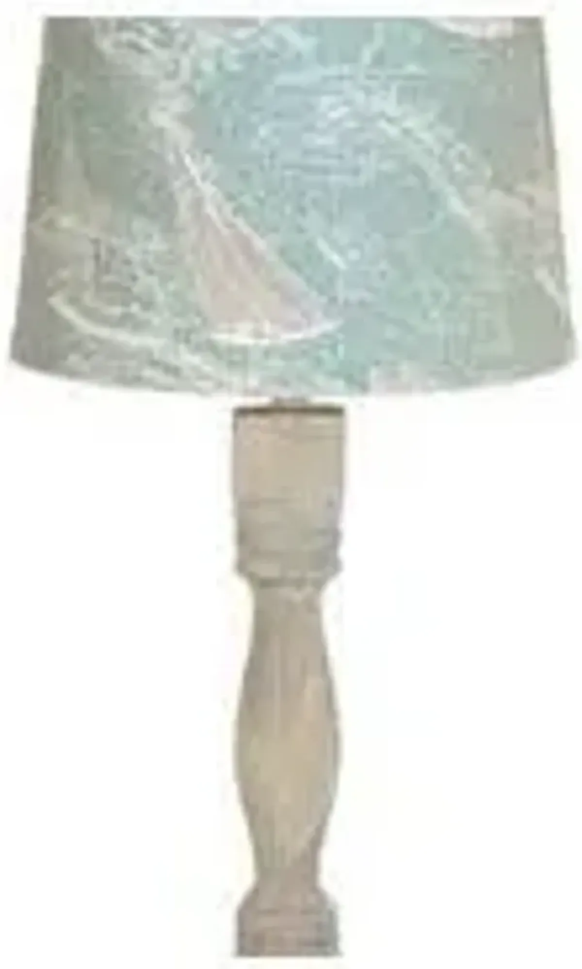 Table Lamp With Sail Away Printed Shade - Distressed Washed Wood