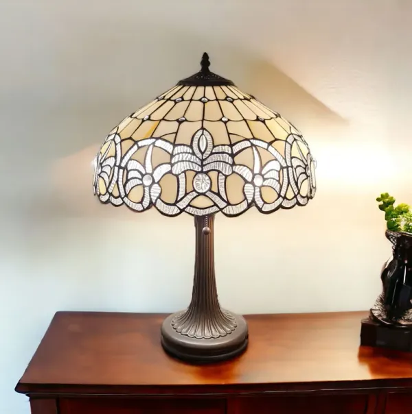 23" Metal Two Light Candlestick Table Lamp With White Shade - Dark Brown
