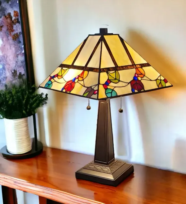22" Metal Two Light Candlestick Table Lamp With White Shade - Dark Brown