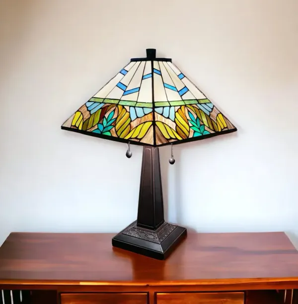 11" x 21" x 22" Metal Two Light Candlestick Vintage Look Table Lamp With White Shade - Dark Brown