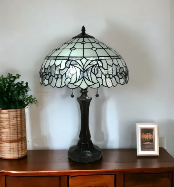 23" Metal Two Light Candlestick Vintage Look Table Lamp With White Shade - Dark Brown