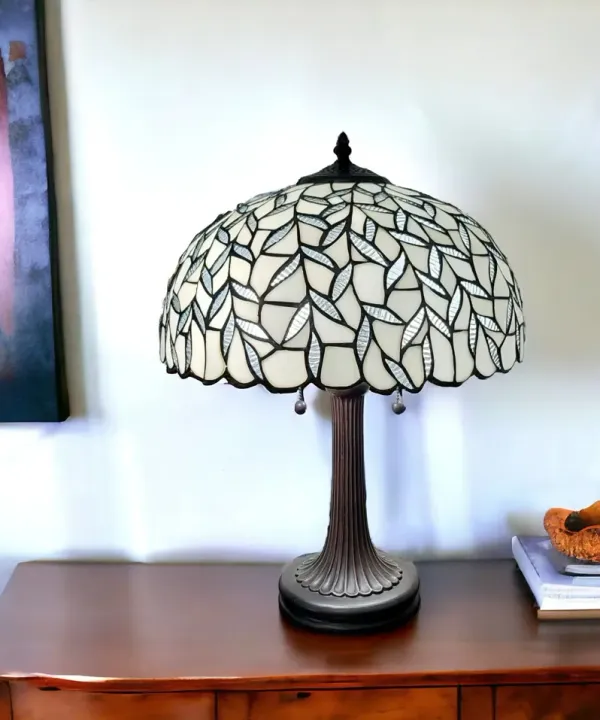 12" x 21" x 23" Metal Two Light Candlestick Table Lamp With Shade - Dark Brown / White