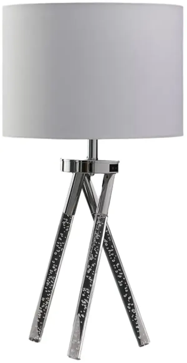 LED Acrylic Tripod Table Lamp With White Shade - Silver