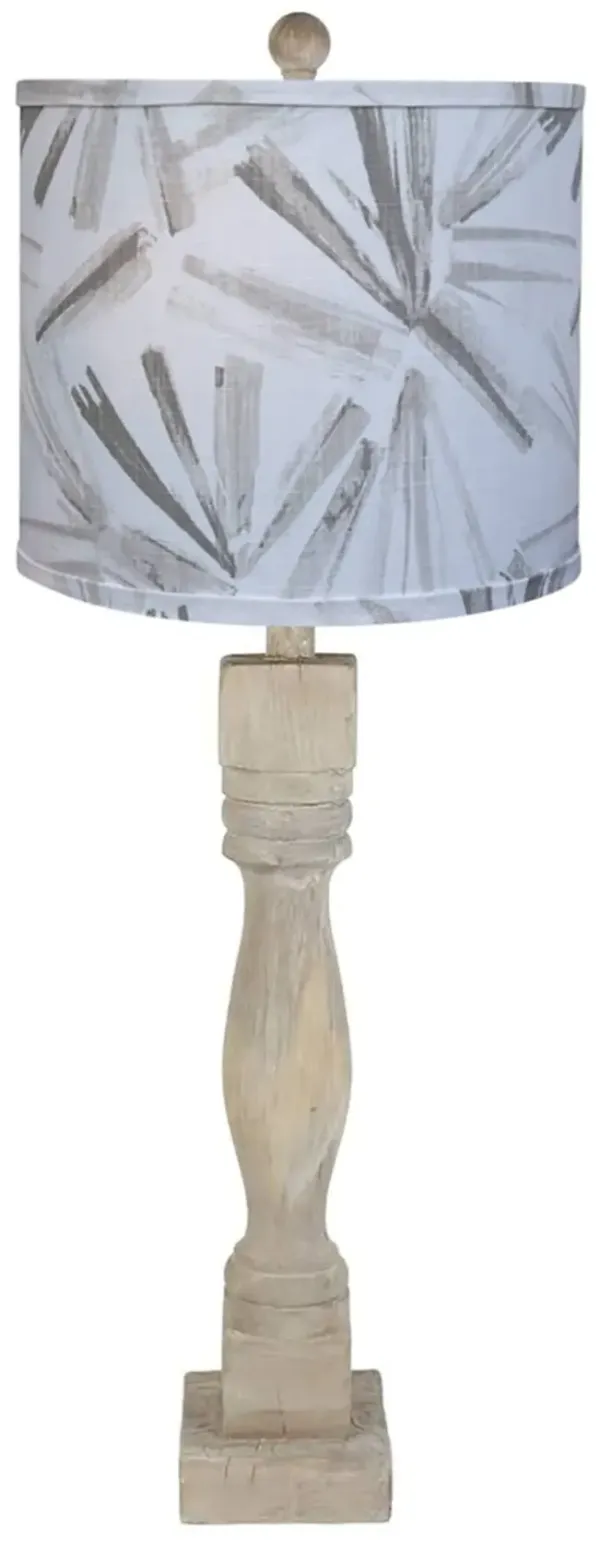Candlestick Table Lamp With Gray Abstract Shade - Graywash Taupe