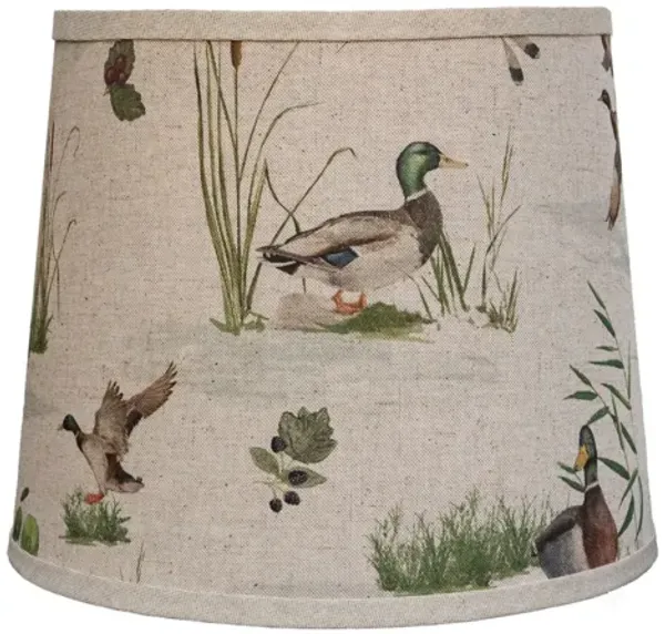 Table Lamp With Beige And Green Duck Empire Shade - Rustic Gray Whitewash