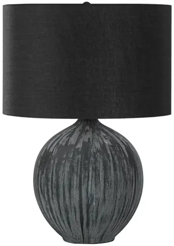 23" Ceramic Round Table Lamp With Black Drum Shade - Black