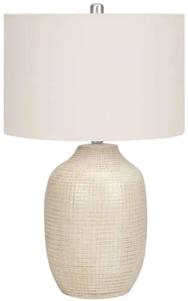 Ceramic Urn Table Lamp With Drum Shade - Cream