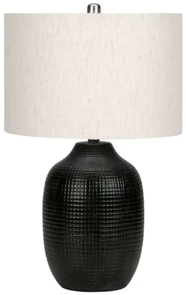 Ceramic Urn Table Lamp With Ivory Drum Shade - Black
