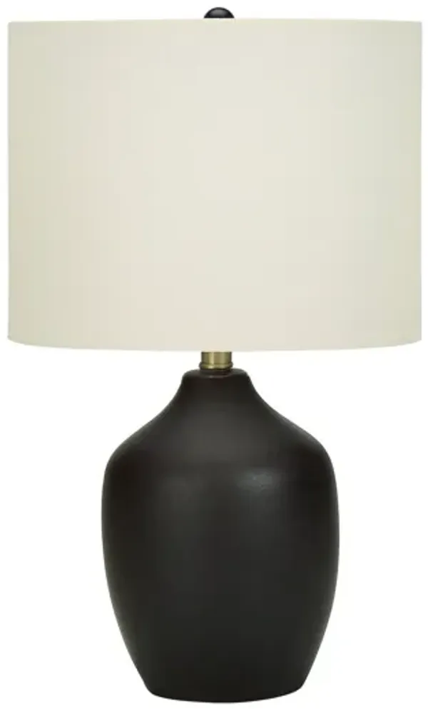 22" Ceramic Urn Table Lamp With Ivory Drum Shade - Black