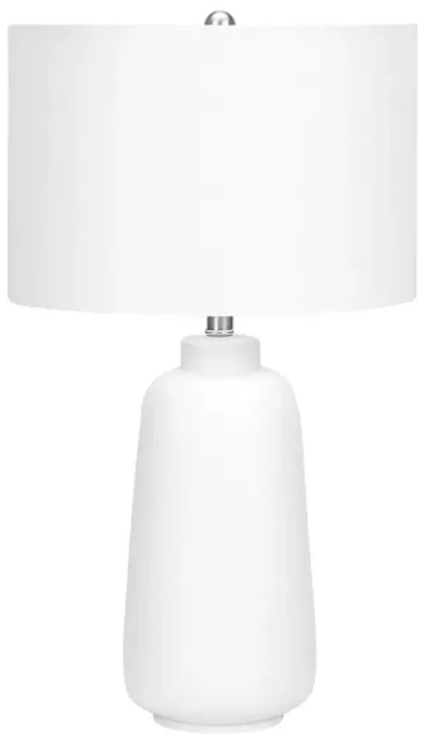 Ceramic Cylinder Table Lamp With Drum Shade - Cream