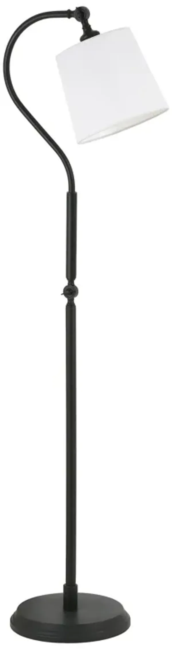 57" Arched Floor Lamp With White Frosted Glass Drum Shade - Black