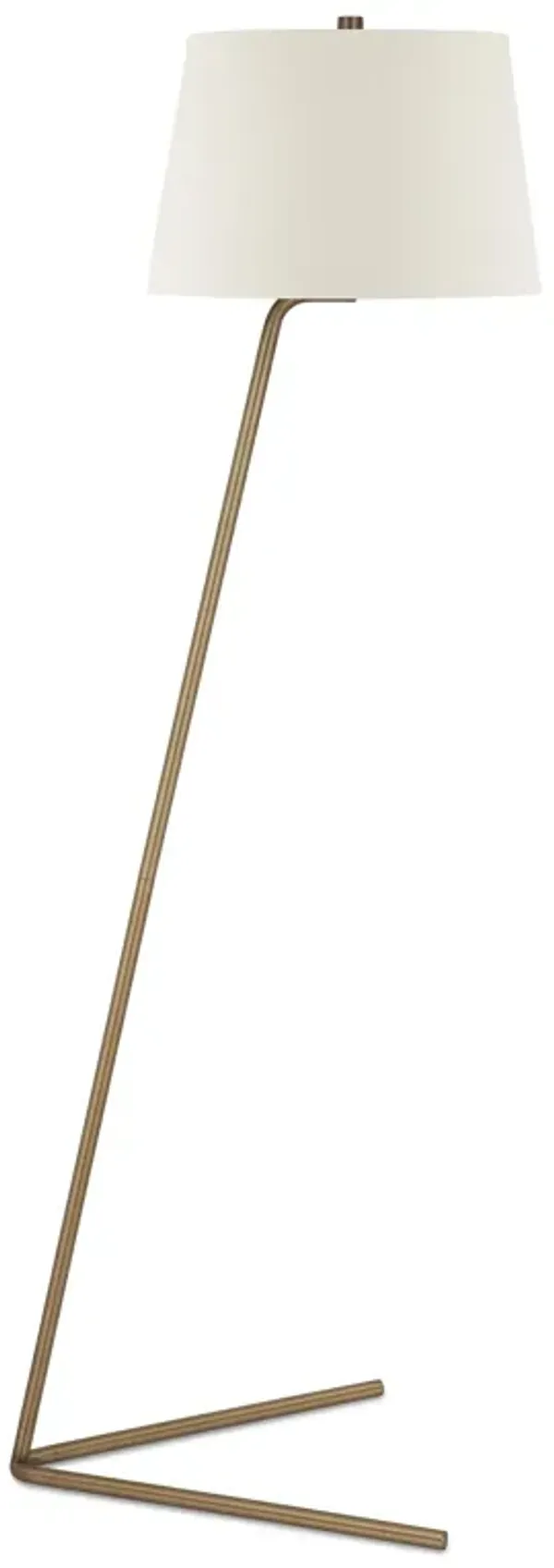 Novelty Floor Lamp With White Frosted Glass Drum Shade - Brass