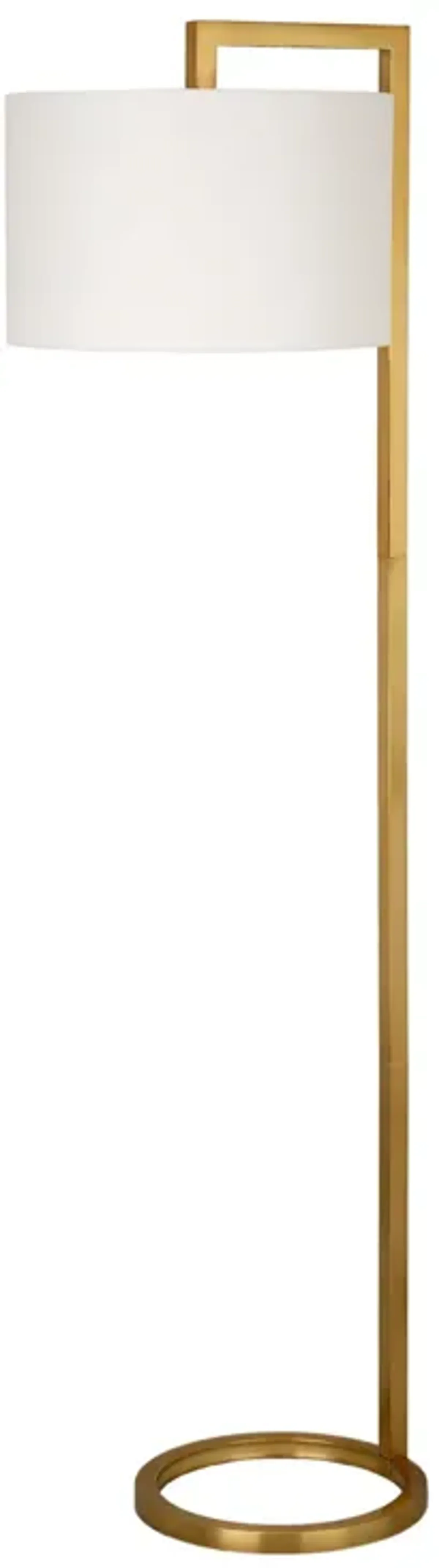 64" Traditional Shaped Floor Lamp With White Frosted Glass Drum Shade - Brass