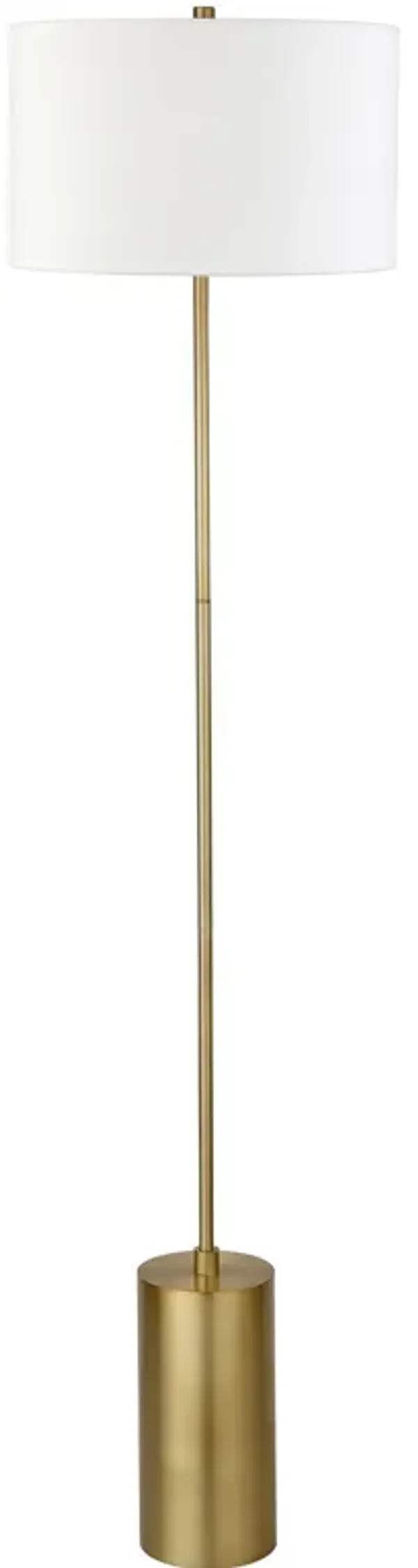 64" Traditional Shaped Floor Lamp With White Frosted Glass Empire Shade - Brass