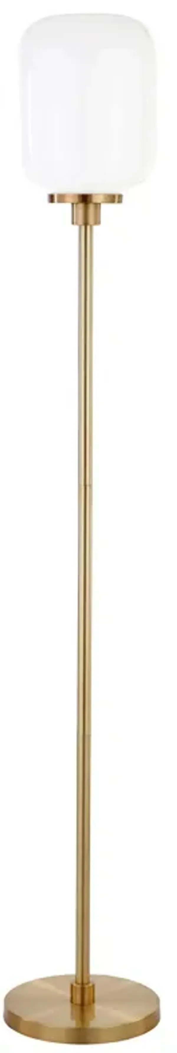 69" Novelty Floor Lamp With White Frosted Glass Globe Shade - Brass