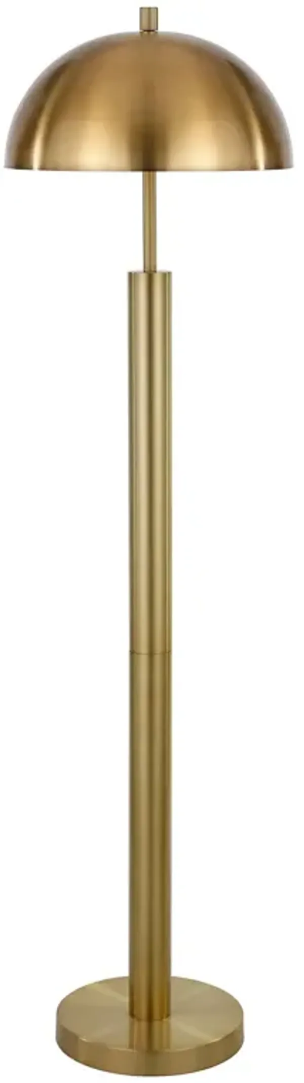 Traditional Shaped Floor Lamp With Brass Dome Shade - Brass