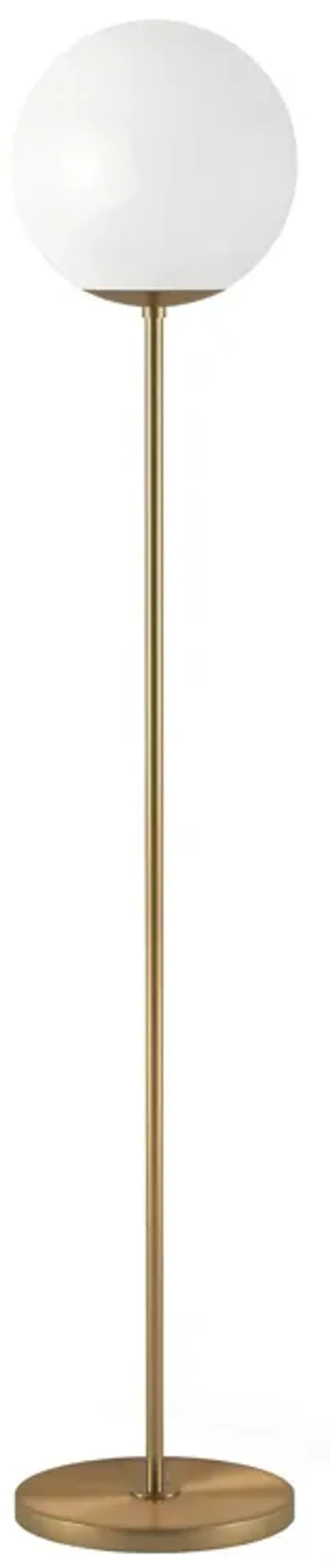 62" Novelty Floor Lamp With White Frosted Glass Globe Shade - Brass